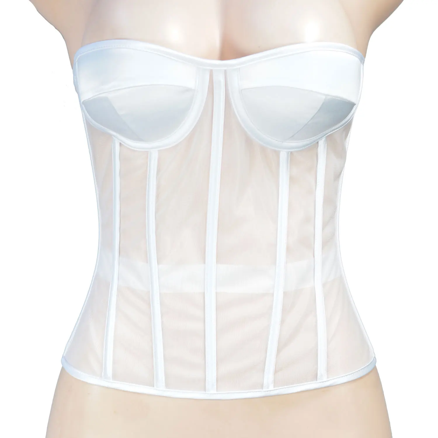 French Ladies Transparent Mesh Corset Sexy Shaper Cropped Top Corset