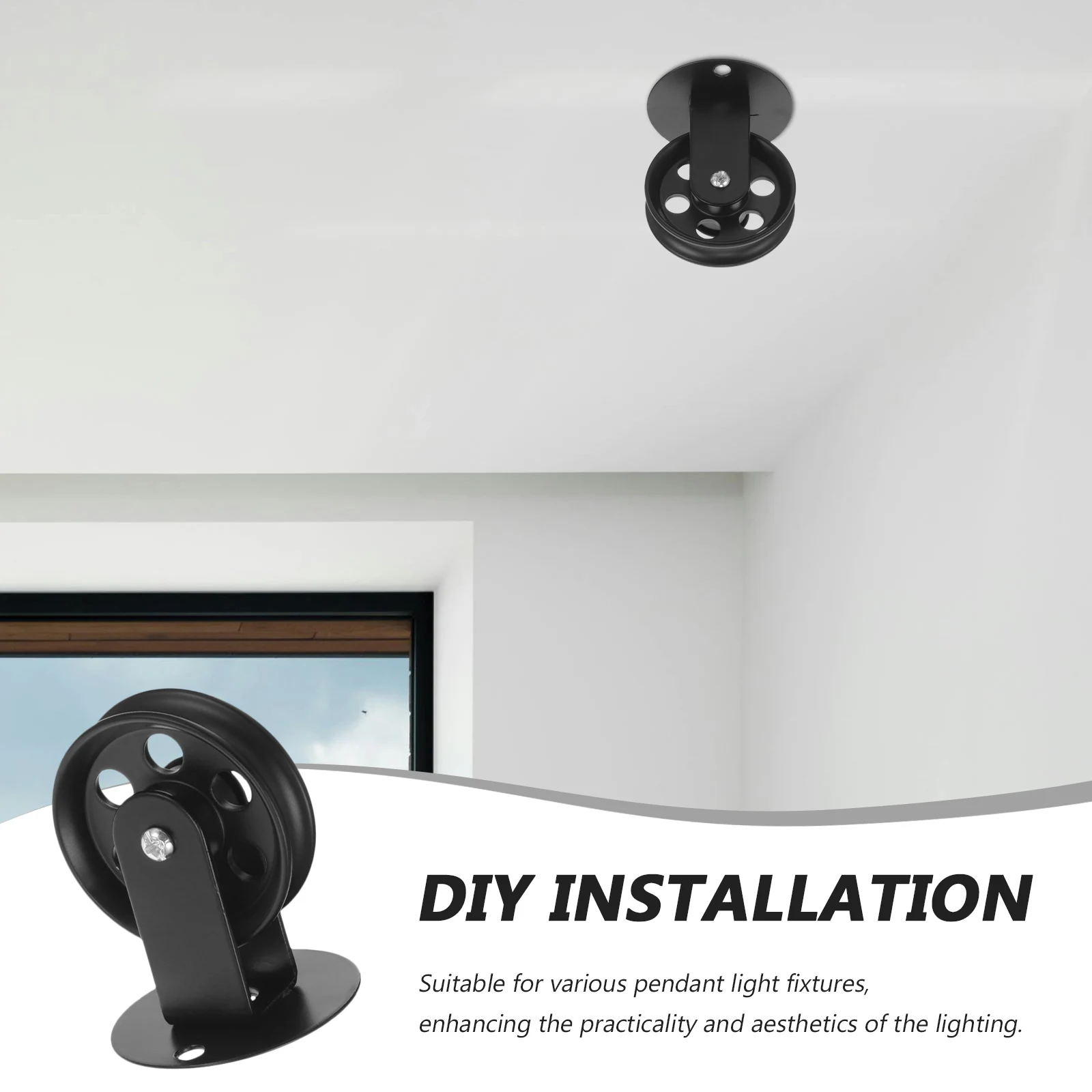 

Ceiling Mount For Hanging Lamp Chandelier Fixture Wheel Iron Rope Pulley System Adjustable Height Diy Lighting