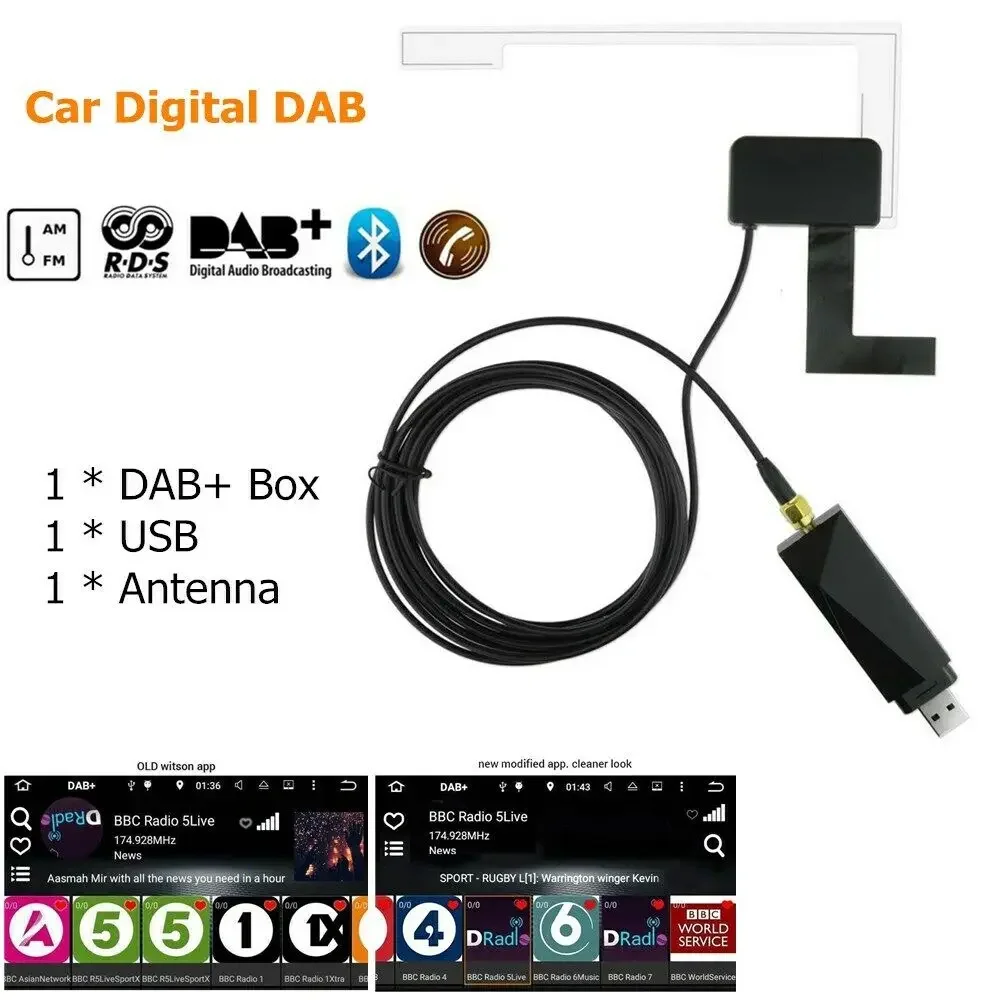 

Внешний DAB-радиоприемник в автомобильной цифровой антенне Адаптер DAB+ Aux тюнер Box Аудио USB Усиленная петля Android-декодирование радиоприемников