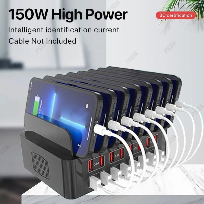 PSDA 3D 150W Universal Multi USB Charger 16 Port USB 3.5A Fast Charging Station Stand For Iphone Ipad Samsung Xiaomi Tablet