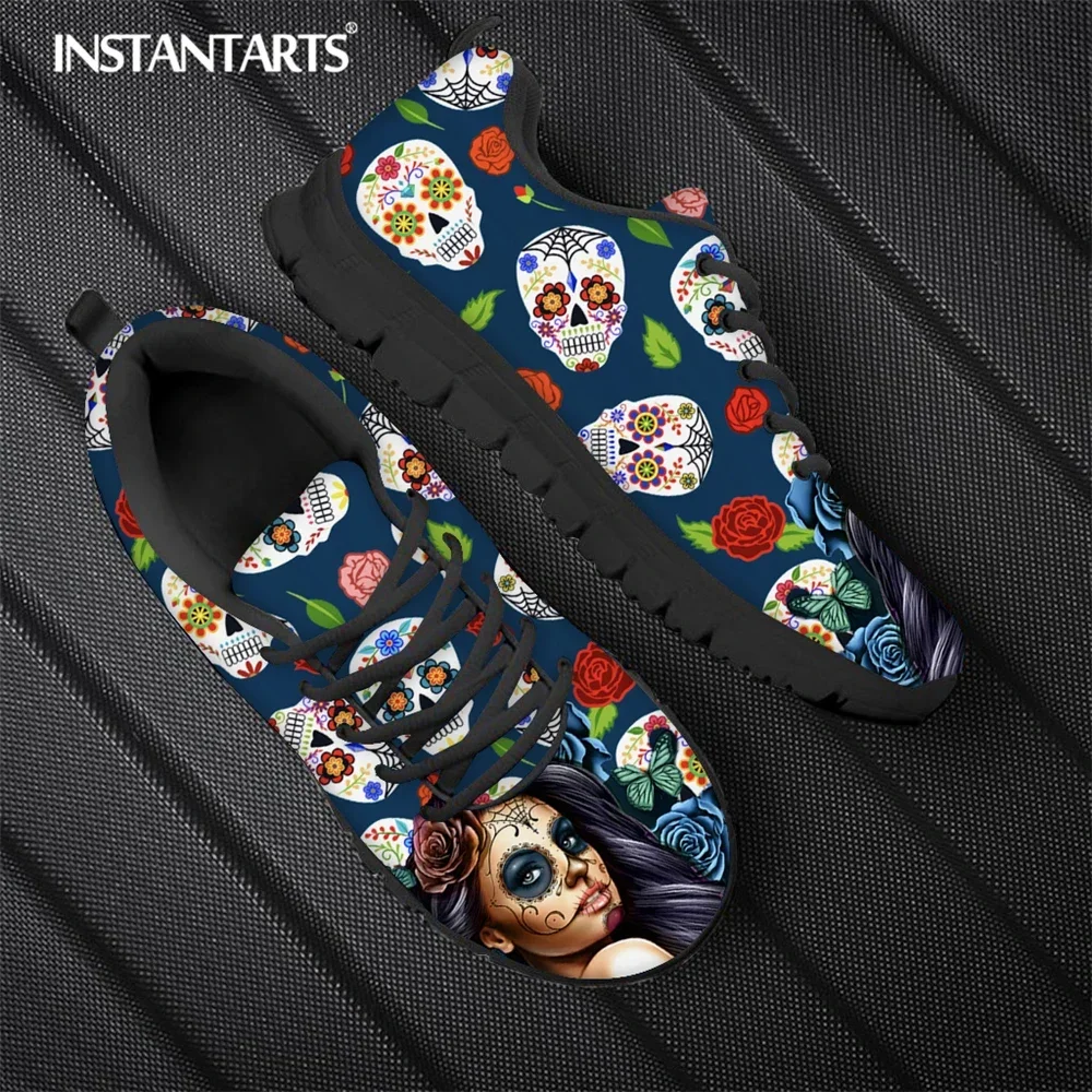 New Fashion Skeleton Skull Face Girl con stampa teschio di zucchero scarpe basse da donna Warm Comfort Lace Up Sneaker Hot