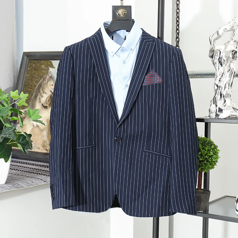 

Faionable Casual Plaid Men's Suit Jaet All-Match Spring Autumn Sle Urban Stand Fit Long Sve Thin Fabric Coat