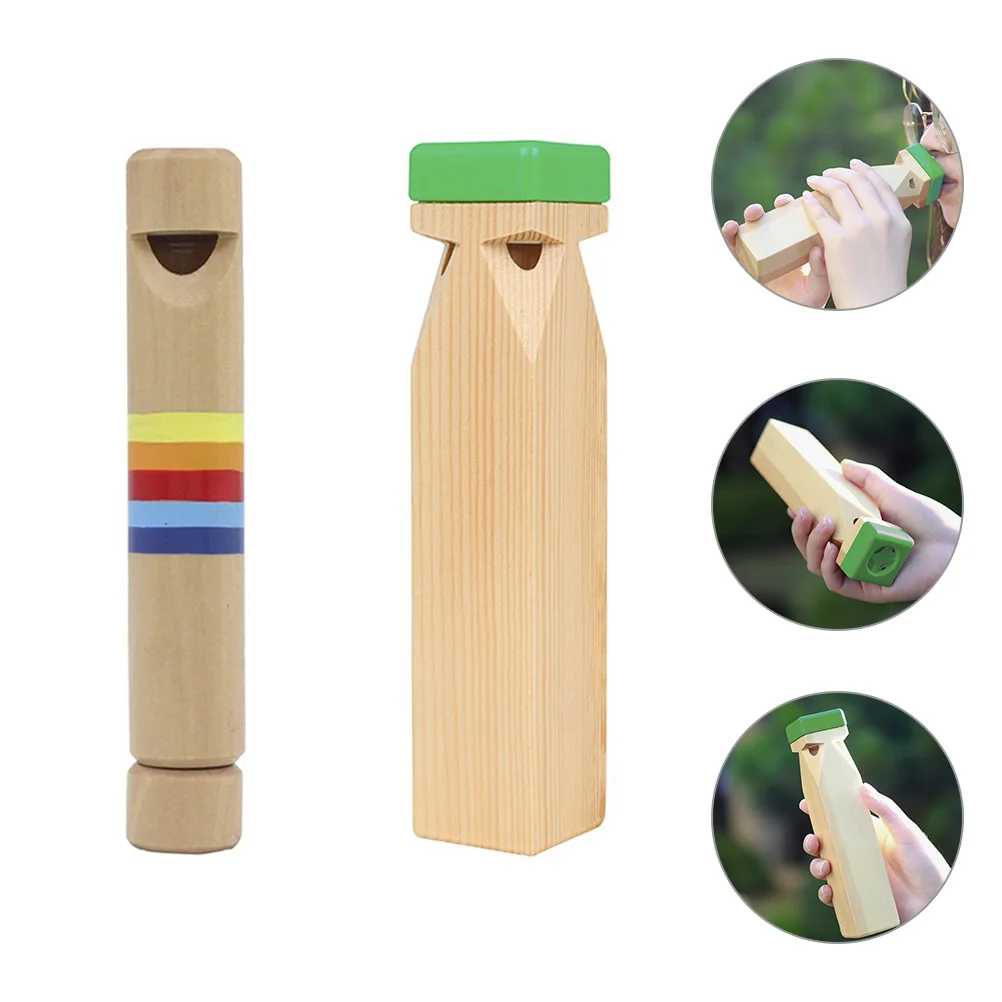 2 pezzi fischietto scorrevole flauto in legno treno giocattolo per bambini strumenti musicali leggero portatile divertente coinvolgente pratico sviluppo per principianti