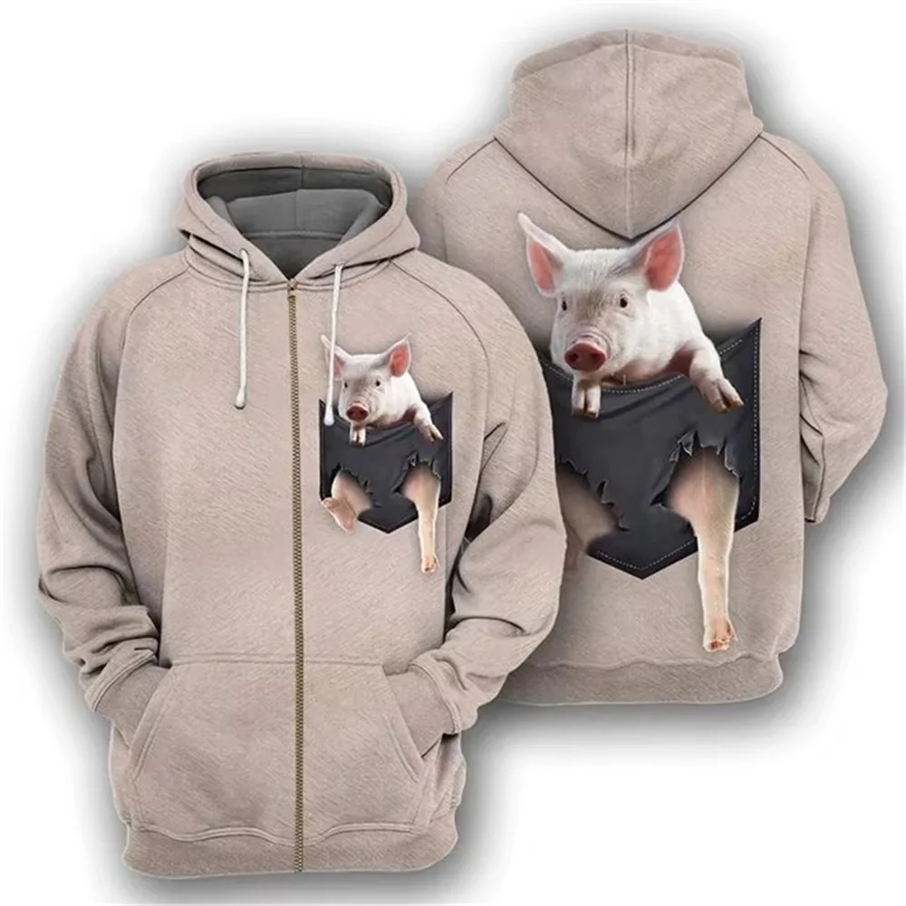 

Cute Animal Raccoon 3D Printed Zipper Hoodie for Men Women Casual Fashion Pig Pullover Sweatshirt Streetwear