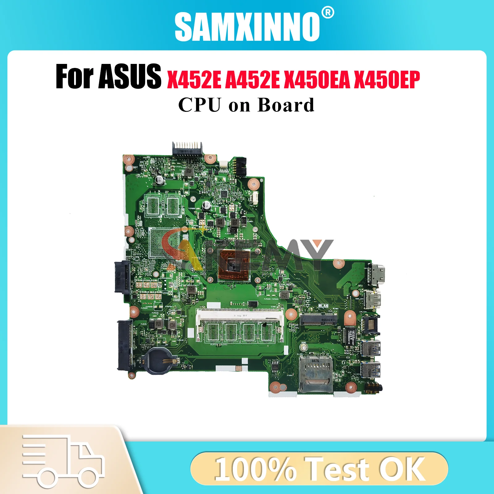

X450EA Laptop Motherboard For ASUS VivoBook X450EA X450EP X450E X452E A452E Notebook Mainboard With CPU 100% tests OK fast ship