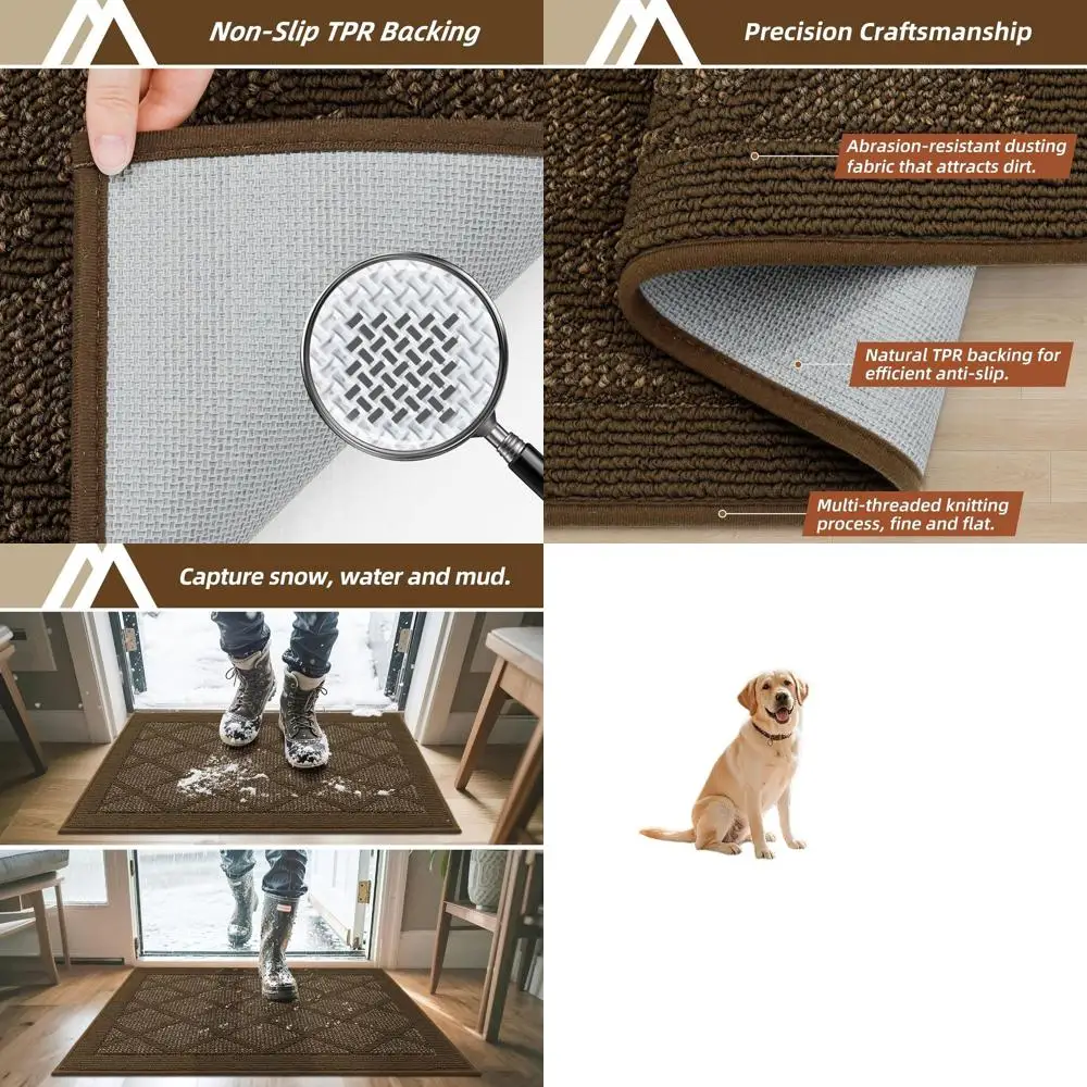 

Нескользящий входной коврик 36x60, низкопрофильный дверной коврик для входной двери, впитывающий грязезащитный коврик, моющийся полипропиленовый коврик темно-коричневого цвета