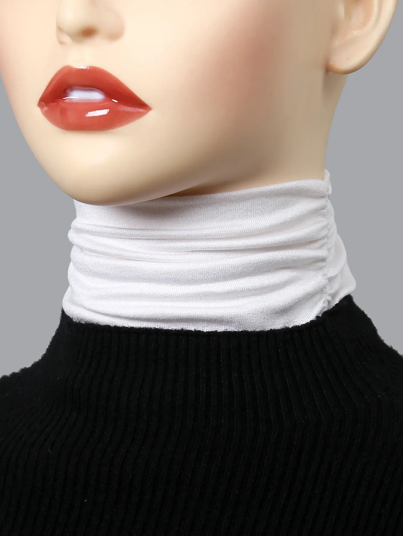 Women Turtleneck Fake Collar Solid Color Mock False Collar Turtleneck High Neck Cover Detachable Neck Collars Elastic Loop Scarf