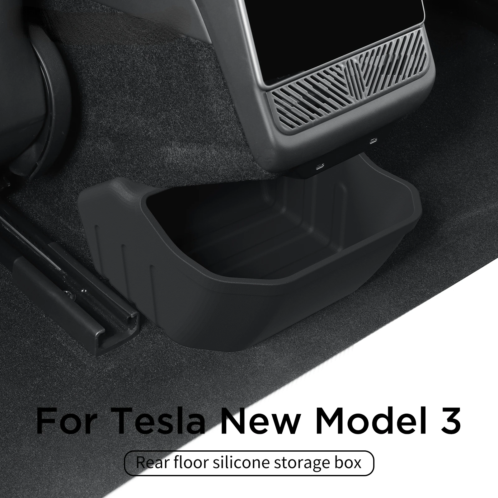 

For Tesla Model 3 Highland Rear Seat Storage Box Below The Rear Air Outlet Rear Seat Organizer Tray Car Accessories 2024