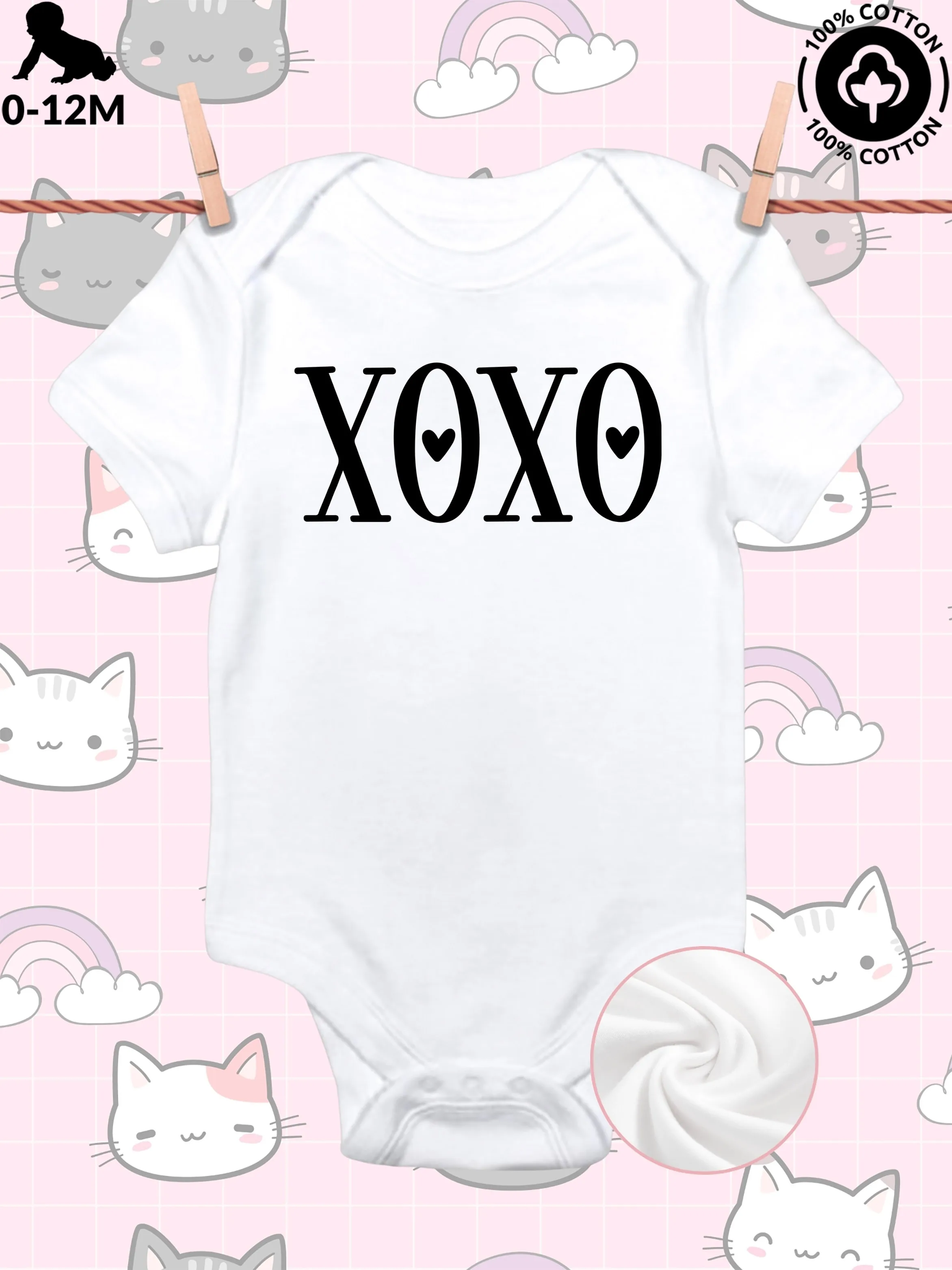 

Комбинезон для ползания XOXO унисекс, мягкий хлопковый боди, всесезонный, белый, 190 г/м²