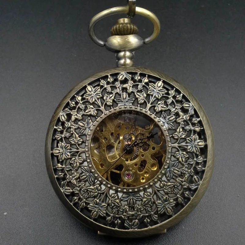 

Hollow window decoration mechanical pocket watch bronze retro pocket watch gift