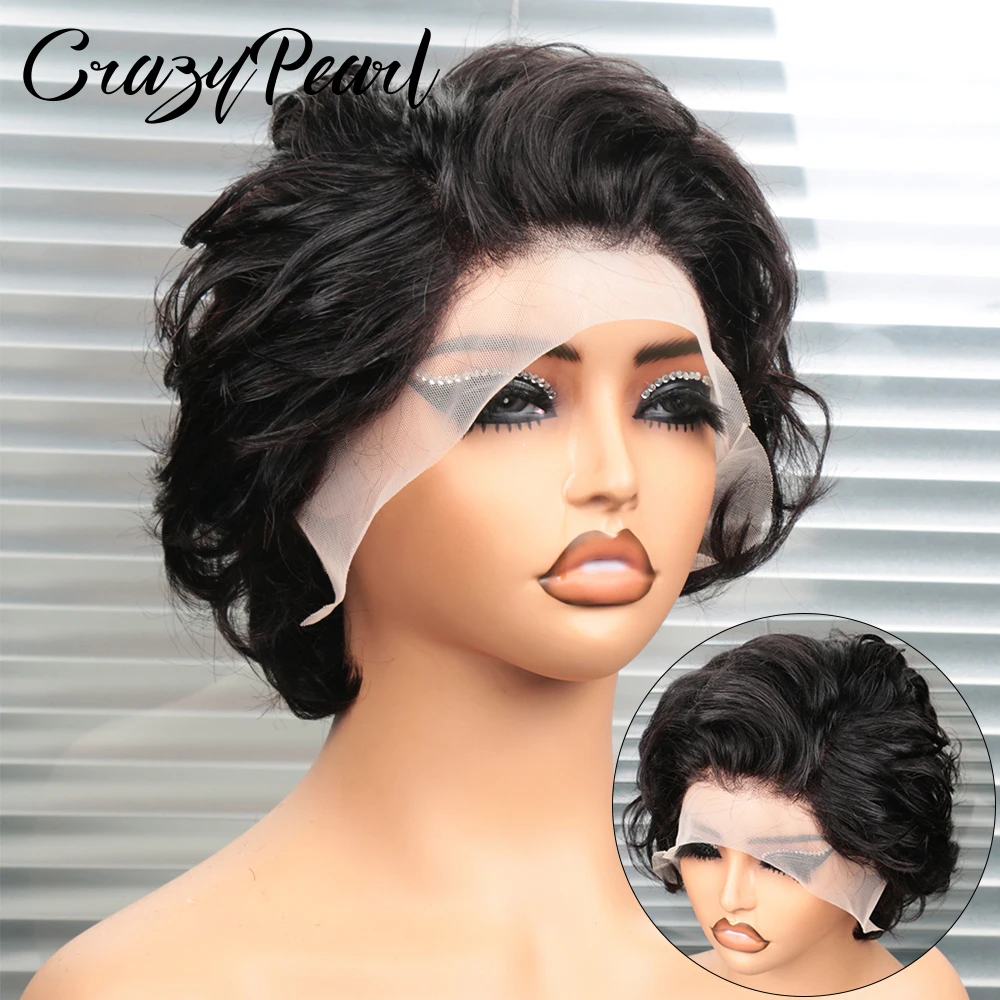 Pixie Cut Wigs Human Hair 13x4 Short Pixie Cut Lace Front Wig for Women Black Pixie Cut · Frontal Wig Natural Wave Wig
