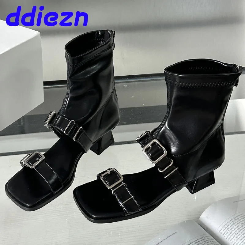 New Fashion Strange Heels Ladies Sandals Shoes Casual Female Zippers Footwear Black Women Gladiator Sandals Boots Pumps Shoes