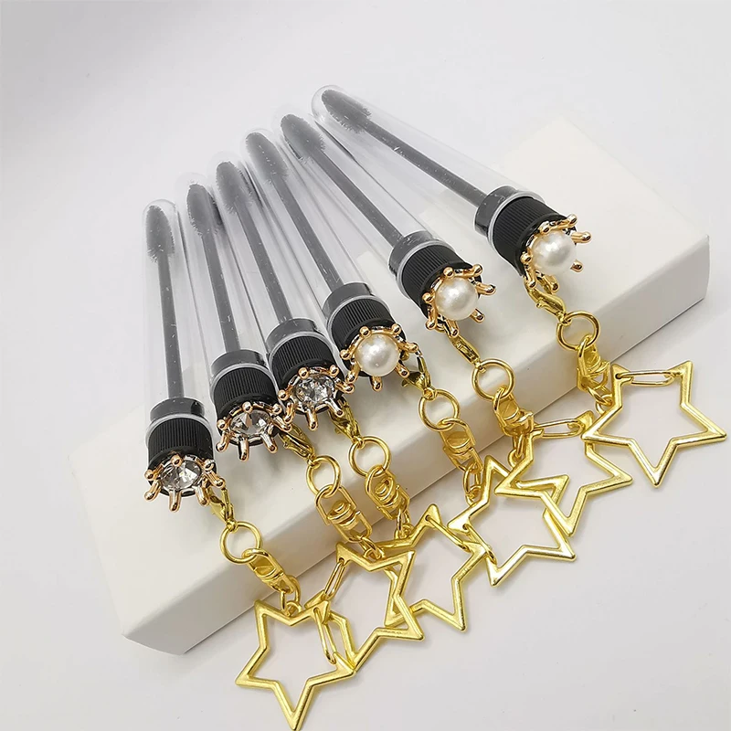 1Pcs Diamond Crown Tube Eyelash Brush Eyebrow Brush Reusable Make Up Brush Dust-proof Eyelash Extension Tool Crystal Rod