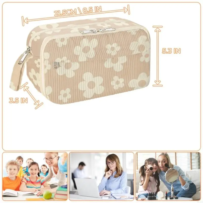 علبة قلم رصاص متعدد الوظائف مقصورات متعددة القماش أقلام منظم حقيبة تخزين مستحضرات التجميل للطالب للطلاب