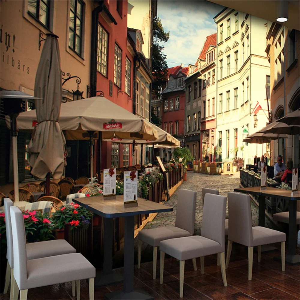 Custom Retro old street wallpaper cafe nostalgic mural American hotel photo art wallpaper view western restaurant wall covering