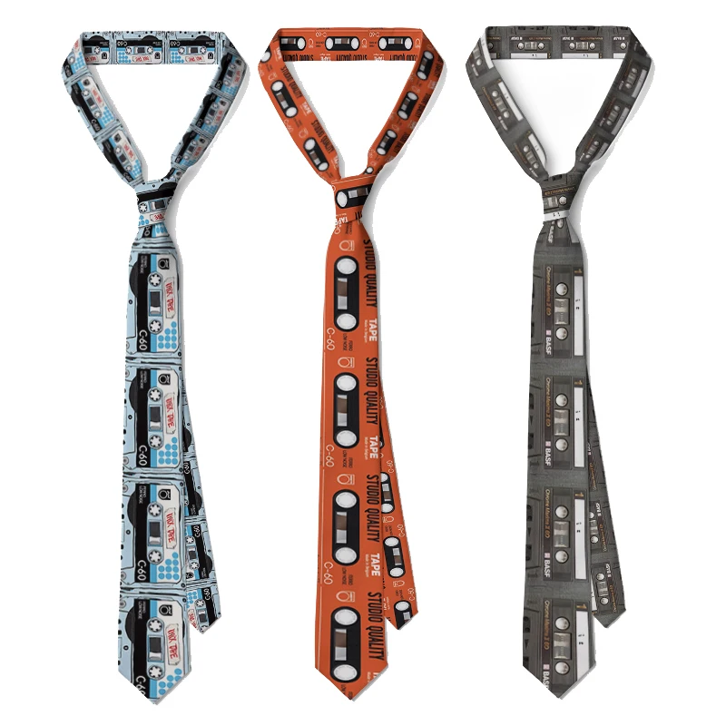 

Personalized old-fashioned cassette music tape tie fashion irregular asymmetric design casual men's business tie