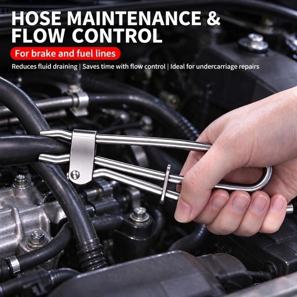 Carbon Steel Hose Clamping Pliers Hand Held Pincer Grip Tube Sealing Pliers Bent Nose Structure Mechanic Tools Automotive Repair