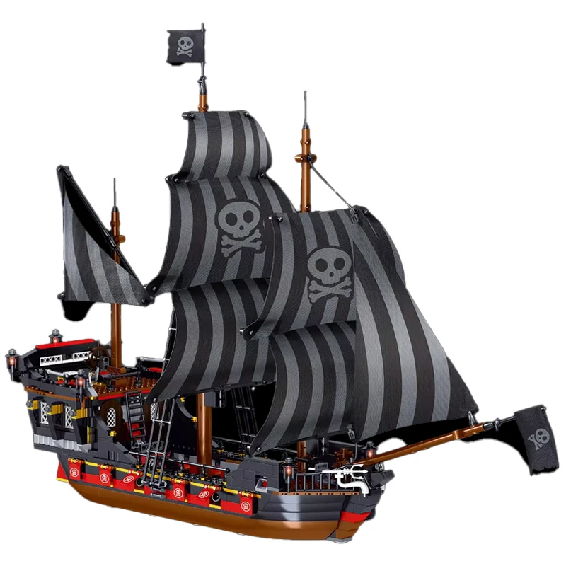 Building Block Pirates Skeleton Ship Building Block Warship Corsair Warcraft Adventure Sailboat Model Brick Toys Kids Adult