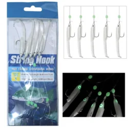 Luminous Fishing Bait Rigs with Glow Beads & High Carbon Hooks - Eel Flasher Lures, Fish Skin Rigs 1 Pack