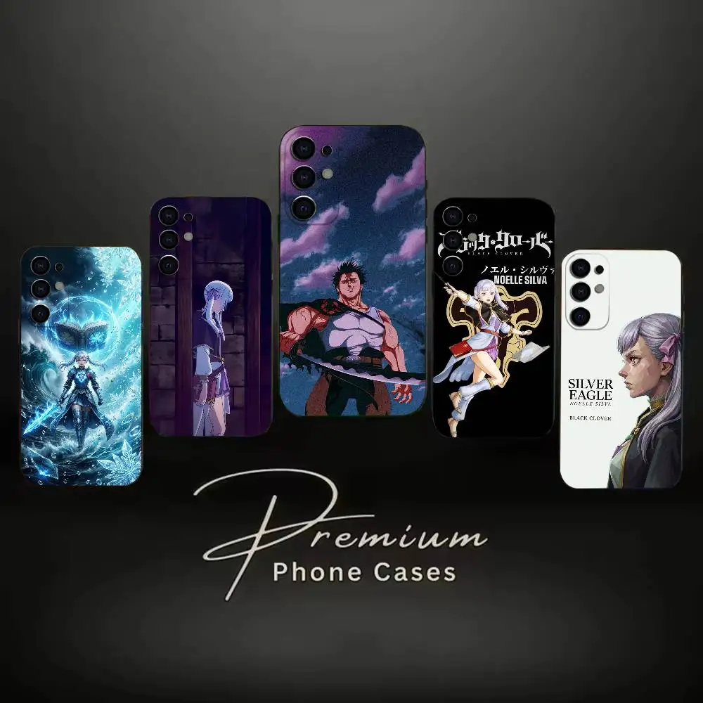 B-Black Clover-Noelle Silva Phone Case Black Soft Case For Samsung S24,S23,S21,S22,S24,S30,S20Ultra Plus