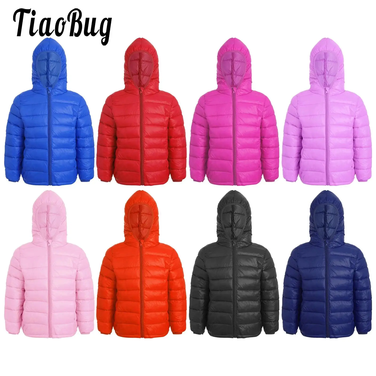 

Kids Teens Winter Warm Coat Puffer Padded Jacket Boys Girls Light Outerwear Long Sleeve Hoodie Ultra Lightweight Coat for 2Y-13Y