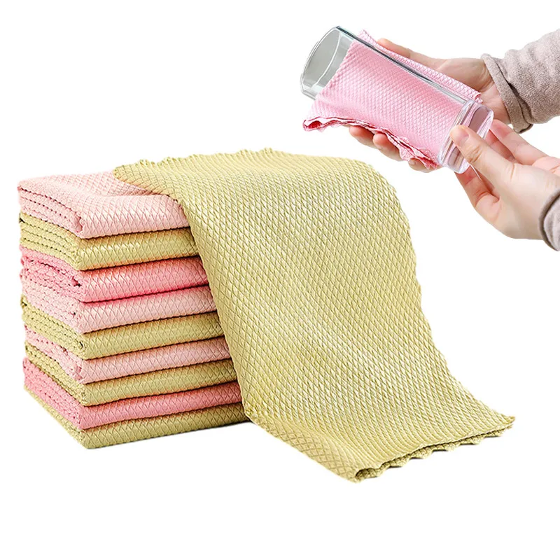 No Trace Glass Cleaning Towel Absorbent Dish Cloth for Tableware Kitchen Rag Towel for Kitchen Cleaning Tool kitchen accessories