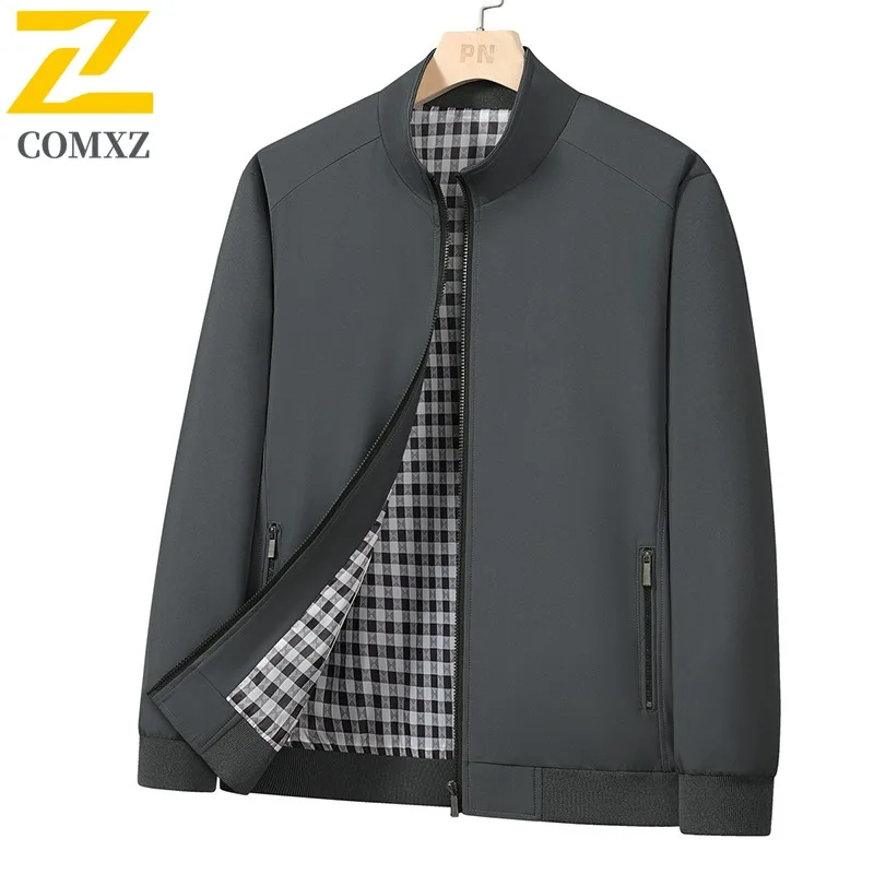 

COMXZ Men Autumn Jacket Versatile Fashion Stand Collar Outdoor Work Wind Resistant Coat Business Leisure Lightweight Clothing