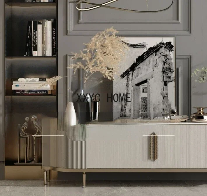 Шкаф для телевизора из массива дерева, постмодернистский джаз, белый мрамор, напольный шкаф для маленькой квартиры, гостиной