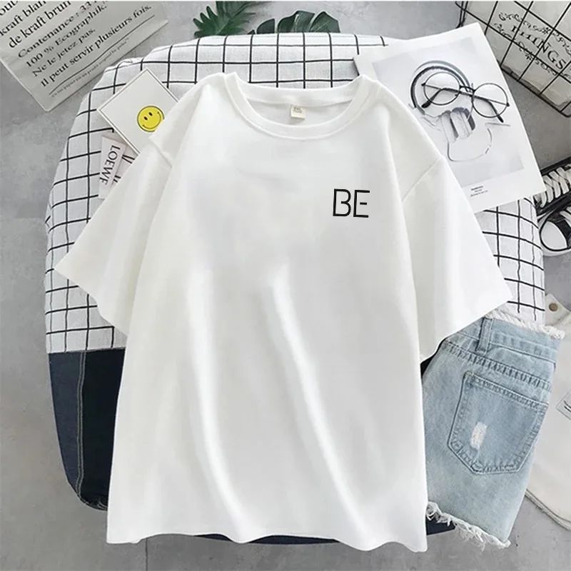 T-shirt estiva a maniche corte per donna magliette grafiche allentate con lettere stampate tutte abbinate Base Casual o-collo Tees Streetwear