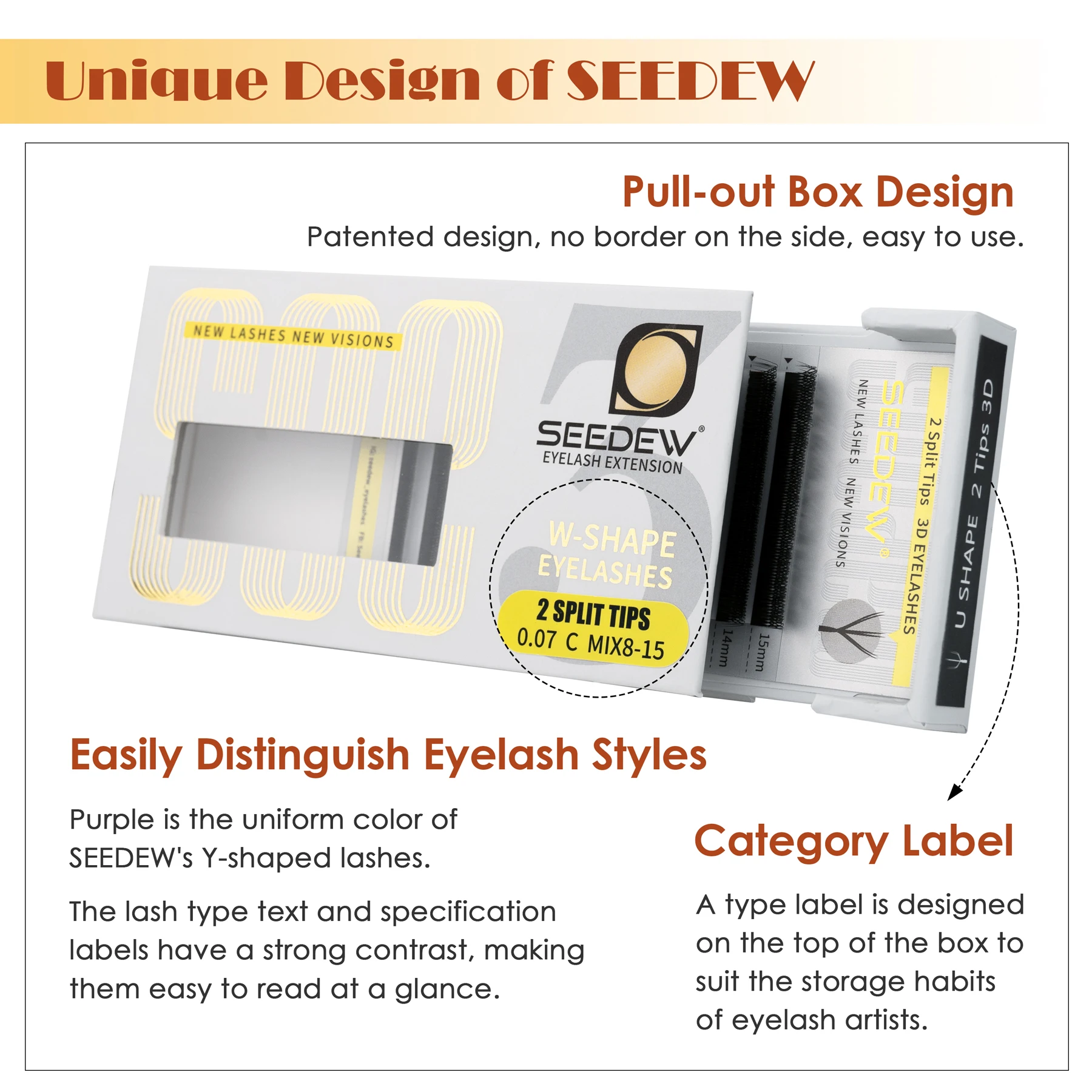 SEEDEW U على شكل 4D 5D الرموش تمديد قسط لينة مسبقة الصنع مروحة U جلدة ماكياج الجمال
