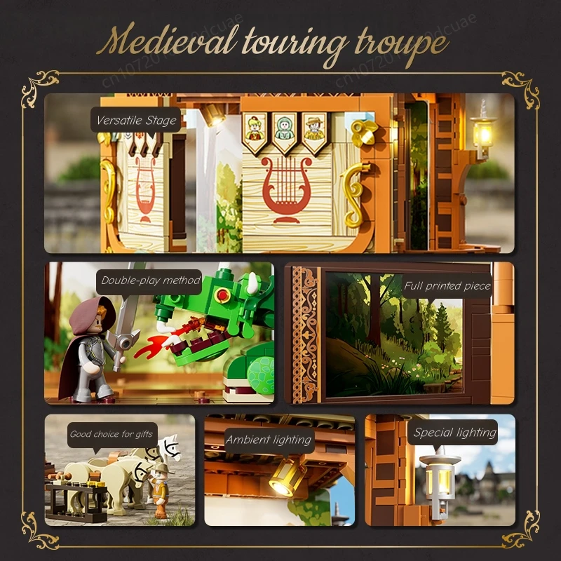 فرقة القرون الوسطى بنة تجميع لعبة الأداء المسرحي بجولة النقل عرض الشارع نموذج الحلي جمع الهدايا