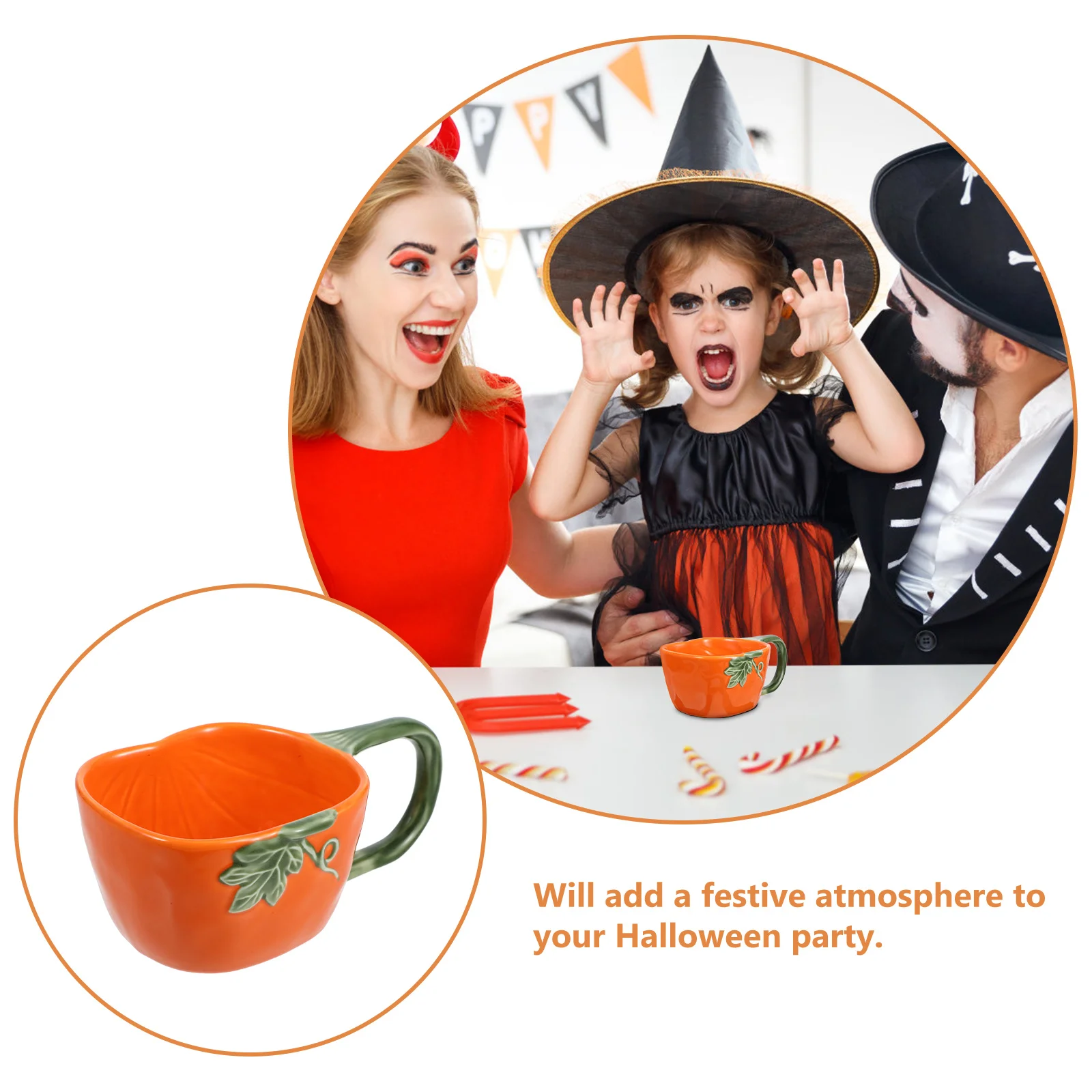 

Ceramic Pumpkin Mug with Large Handle Coffee Cup for Home Office Use Halloween Decorative Drinking Mug Water Tea Latte Cereal