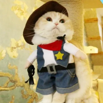 Western denim jacket Pet Dog Cat Costume Cowboy Jeans Hoodie Shirts Halloween Costume Jumpsuit Puppy Clothes Funny Coat