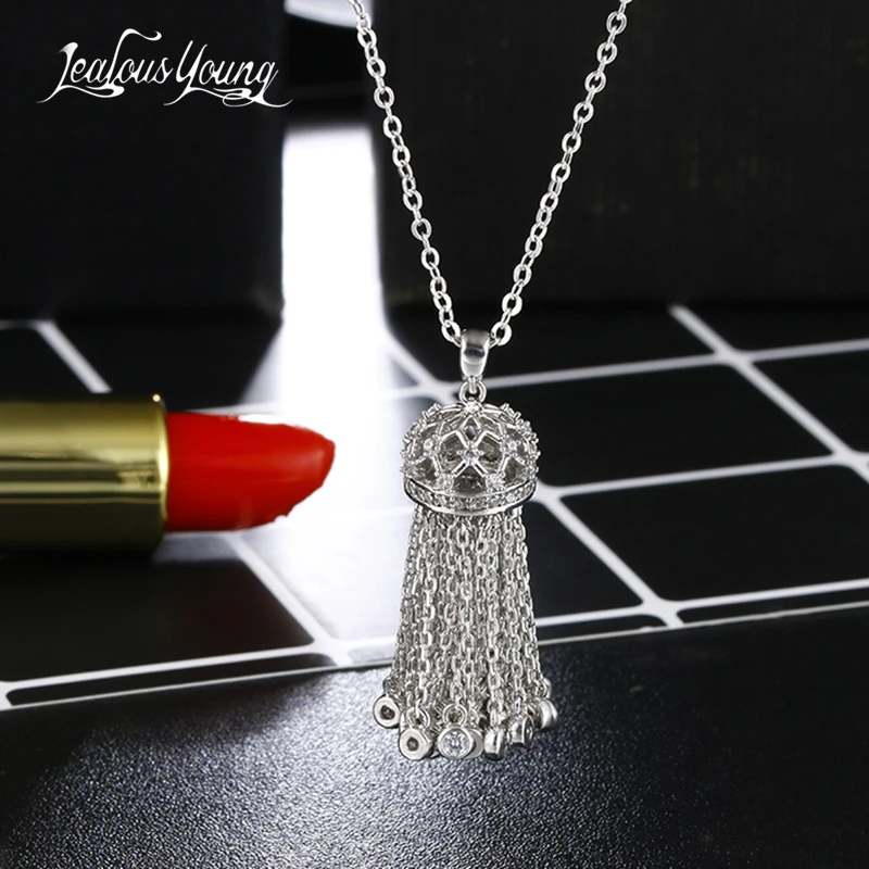 2017 Crown Tassel Necklace New AAA Cubic Zircon Women Party Pendant Jewelry For Wedding Colar Best Gifts For Lady AN140