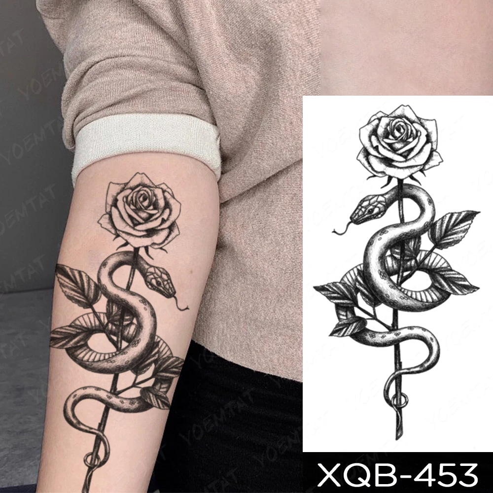 Wasserdicht Temporäre Tätowierung Aufkleber Y2K Fliegen Drache Schlange Geisha Blume Flash Tatoo Frauen Männer Arm Hülse Körper Kunst Gefälschte