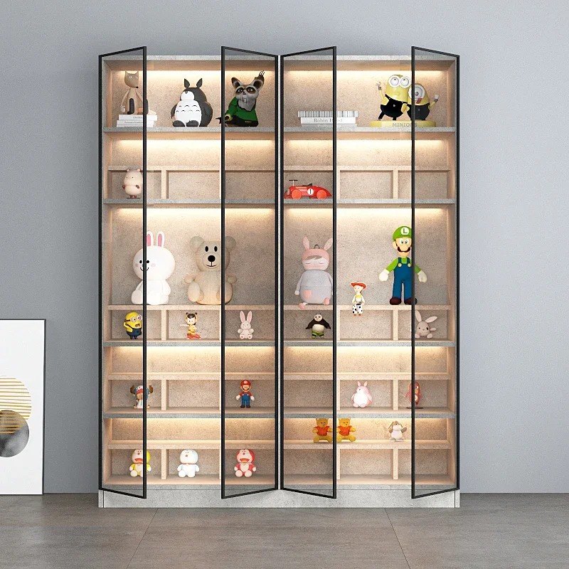 

Italian style minimalist glass door bookcase, model display cabinet, display cabinet, luxury storage, customized cabinet