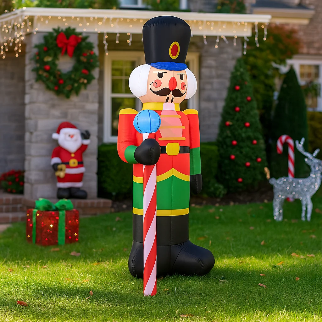 

2.1M/6.8FT Inflatable Nutcracker Santa Claus Archway Lights LED Home Decor Toy Yard Xmas Holiday Supplies Outdoor Lawn Decor