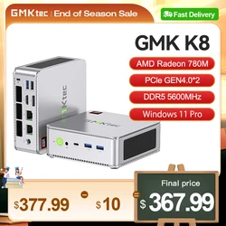 GMKtec GMK K8 Mini PC AMD R7 8845HS NUCBOX Win11 Pro Radeon™Mini ordenador PC Gaming Desktop 780M PCle GEN4.0 * 2 DDR5 5600MHz