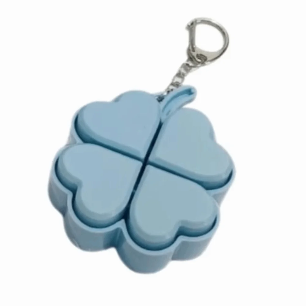 Clickable Buttons Lucky Four Leaf Clover Keychain Flashing Light Translucent Wings Backpack Pendant Fade-Resistant Lightweight