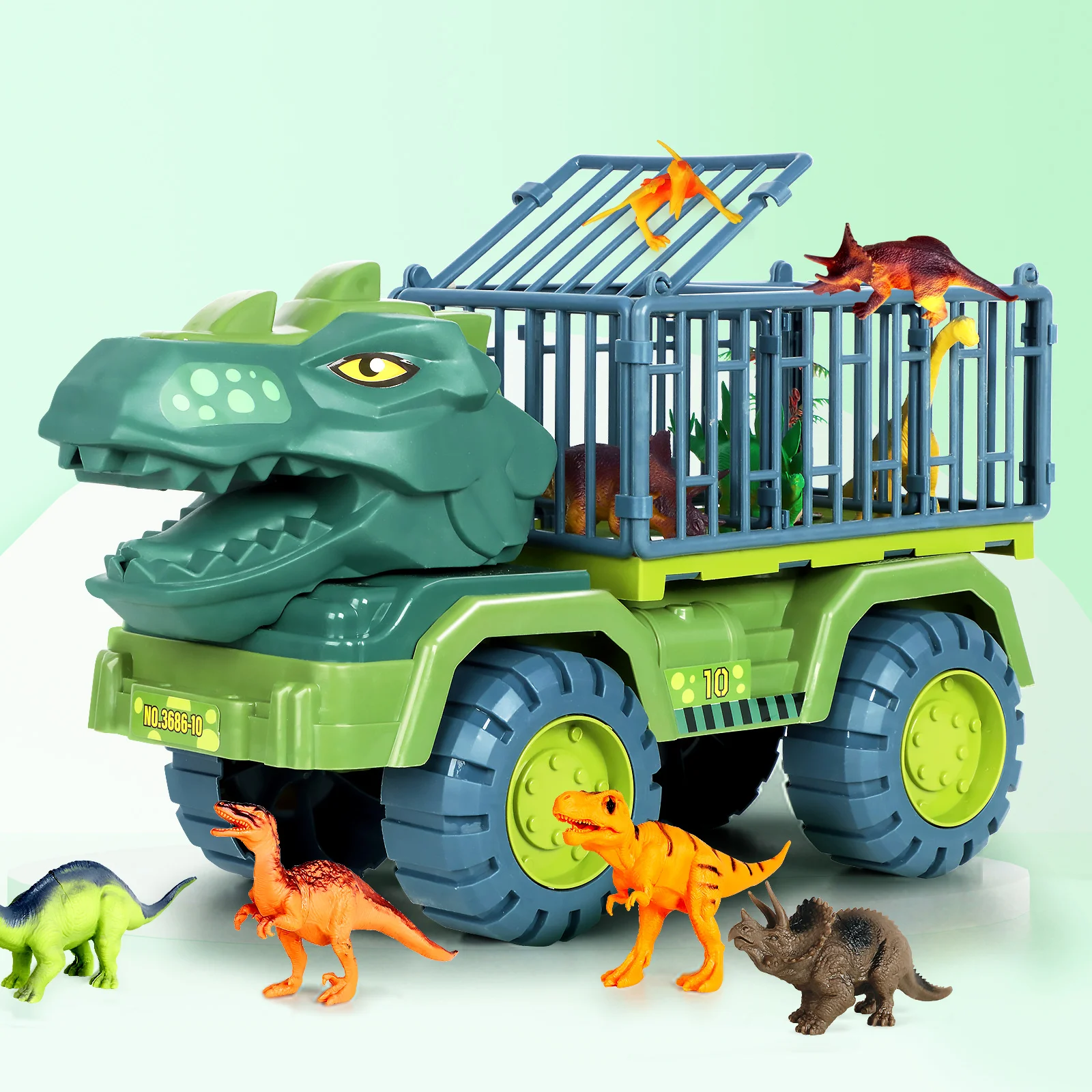 Baby Crib Toy Set para meninos e meninas, Veículo de construção, Carro de transporte, Inércia, Dinossauro Deslizante, Super Large, Tiranossauro Rex