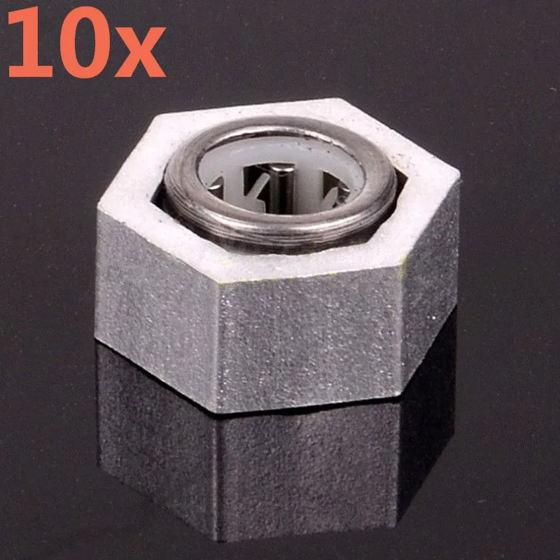 10Pcs RC Car 1/10 Scale Model Cars Buggy One Way Hex.Bearing w/Bearing Hex.Nut 14mm For HSP 06267 94106 94166