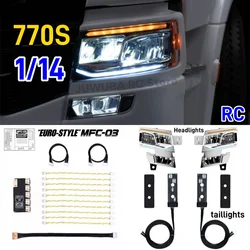 770S 1/14 RC Tractor Taillight Headlights Lighting System LED 5V Lamp For Tamiya 1/14  RC Truck 770S Noxion MFC-03 M24 Parts
