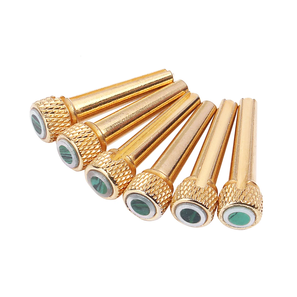 

6 pcs Golden Stringed Guitar Brass Bridge Pins Inlaid Abalone Dot Accessories Enhance Sound Sustain Brightness Fits Acoustic