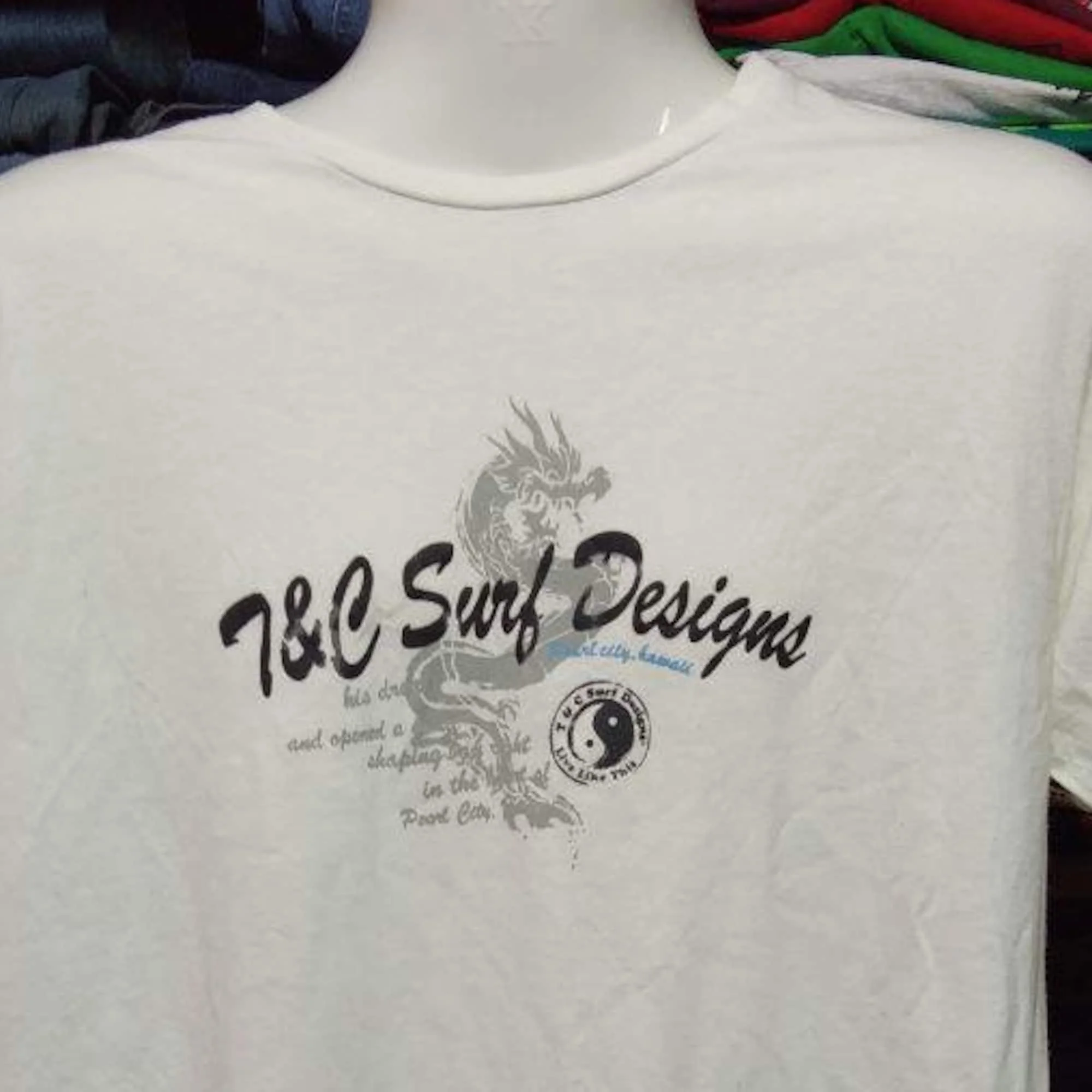 Vintage Clothig 90's Rare T and C Designs surf Design Size M T Shirt