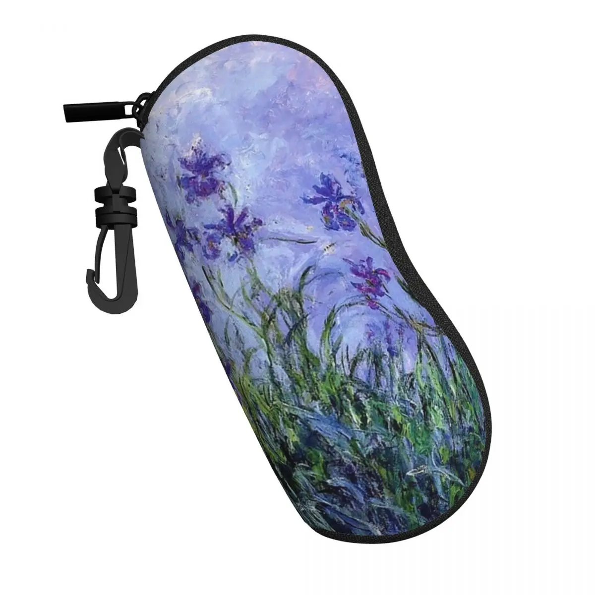 Custom Claude Monet Lilac Irises 191 Eyeglass Glasses Case Soft Protector Portable Sunglasses Box Pouch Women Men