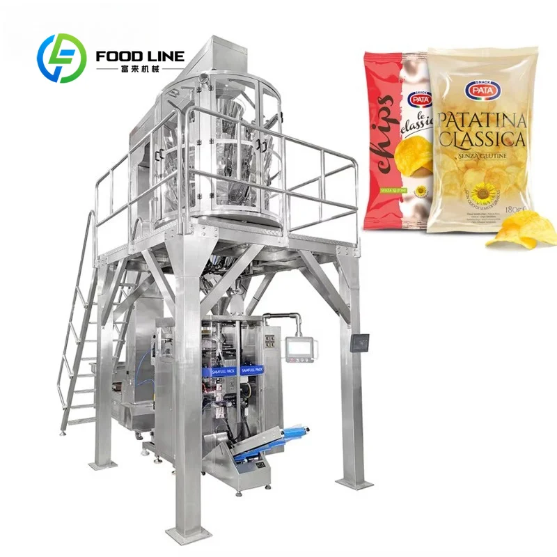 Customized Multihead Weigher Vertical Pillow Bag Packing Machine For Rice Bean Sugar Cereal Granule Food Processing Factory
