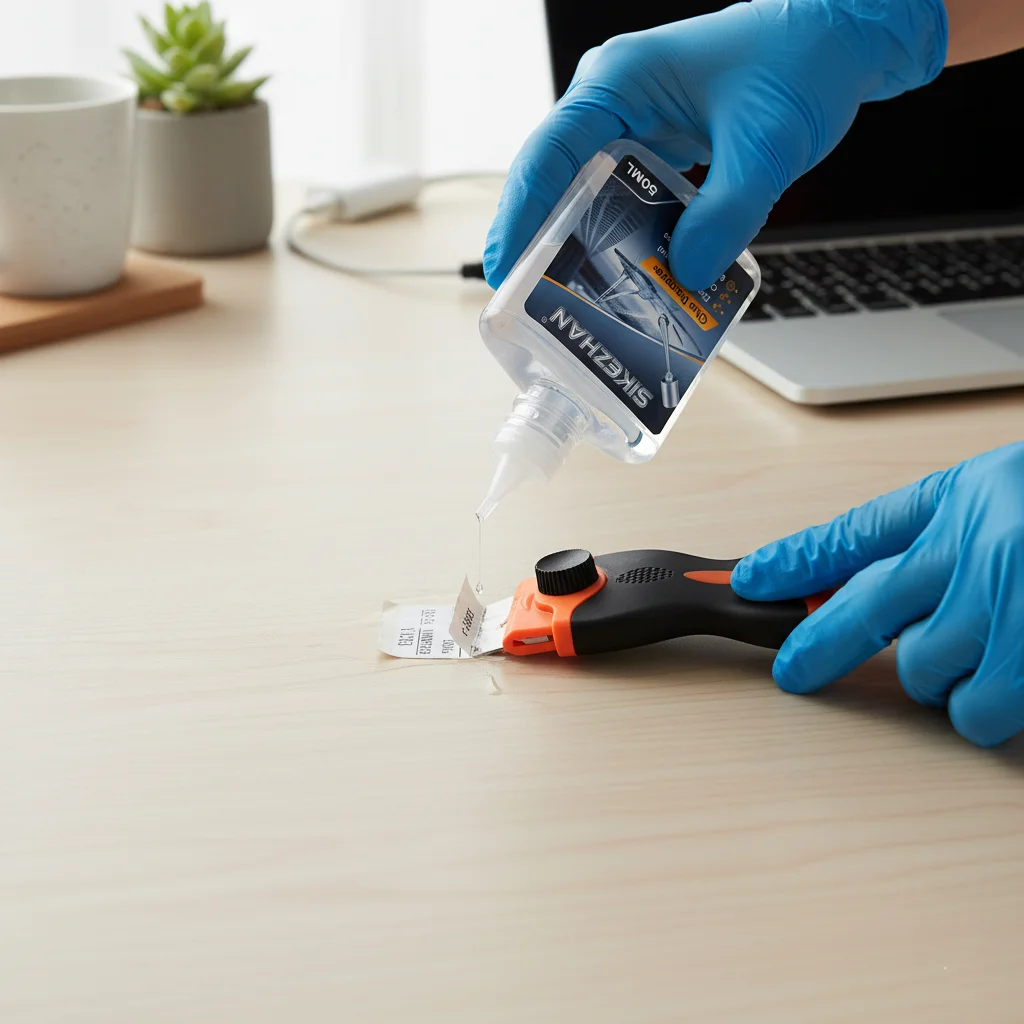 Adhesive Cleaner Kit – Remover + Scraper (Plastic/Metal Blades), Removes Decals & Double‑Sided Tape, Multi‑Surface Use
