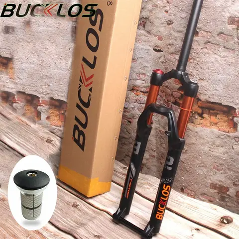 BUCKLOS 에어 자전거 포크, Mtb 서스펜션 포크, 테이퍼 및 스트레이트 튜브, 15*100mm 스루 액슬 부품, 1-1/8 인치, 26 27.5 29