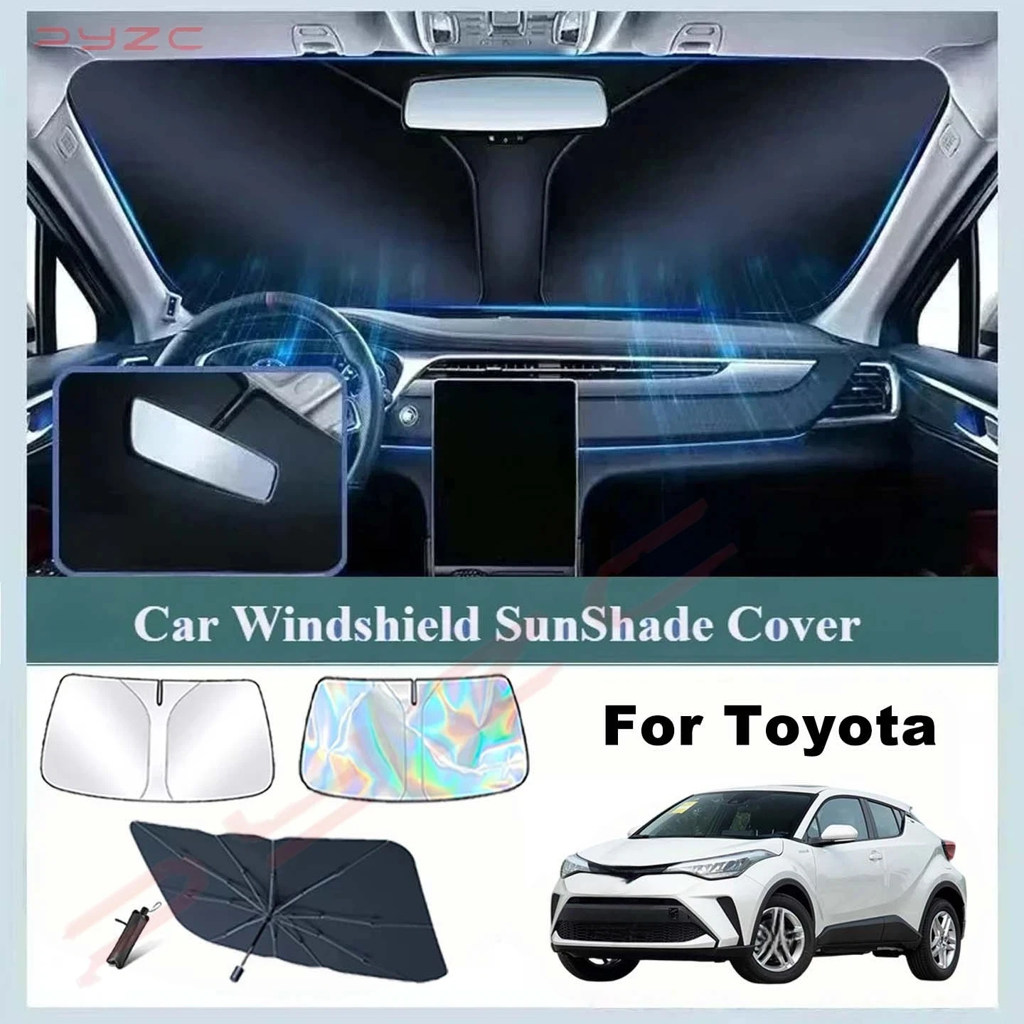 Car Laser Windshield Sun Shade for Toyota CHR 2018-2021 2022 2023 2024 CH-R Accessories Reflector Sunshade Offers Protection