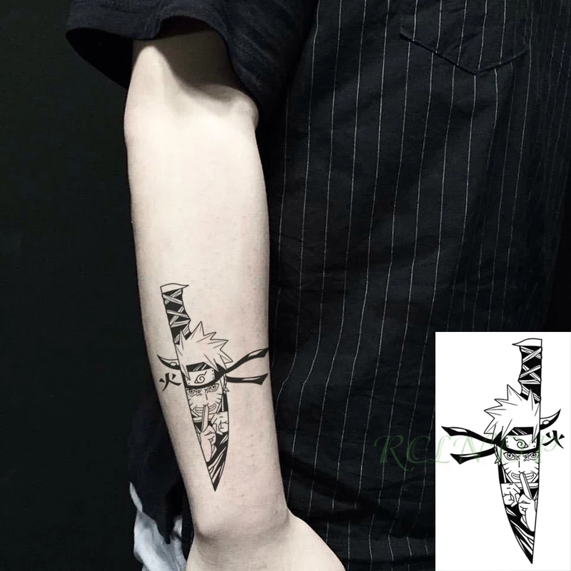 Waterproof Temporary Tattoo Sticker anime Cartoon Boy Knife Tatto Flash Tatoo Fake Tattoos Small Size Art for Kids Men Women